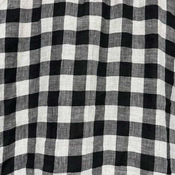 Karen Kane Black and White Check Cuffed Sleeve Button Down Shirt Size M Linen - Picture 6 of 13